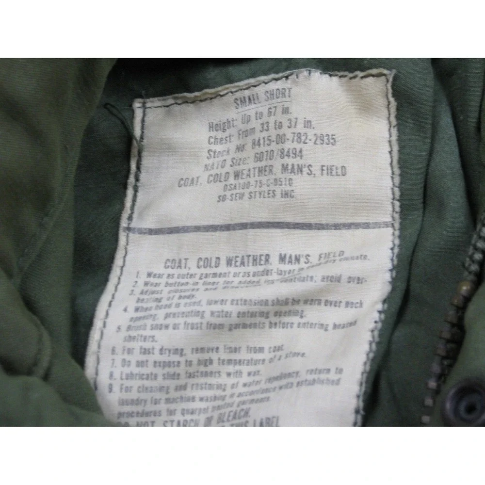 Vintage 70s US Army M65 Military Field Jacket (S) Cold Weather Vietnam Red Devil